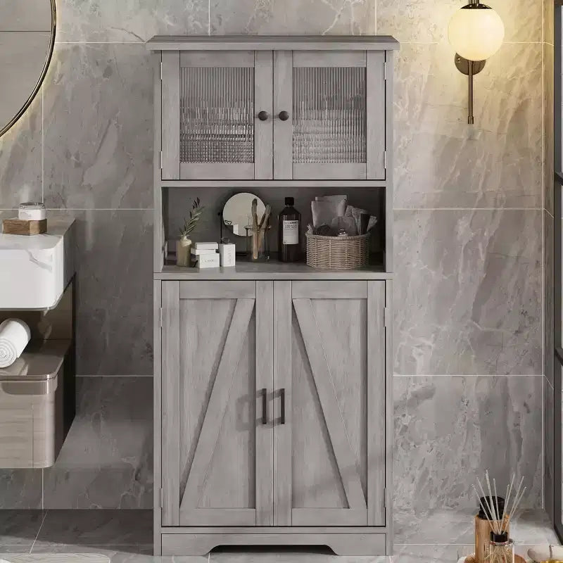 Meuble de rangement de cuisine avec portes et étagères, 50,4 armoires de garde-manger autoportantes, placard en bois, grande armoire de sol pour salle de bain, cuisine