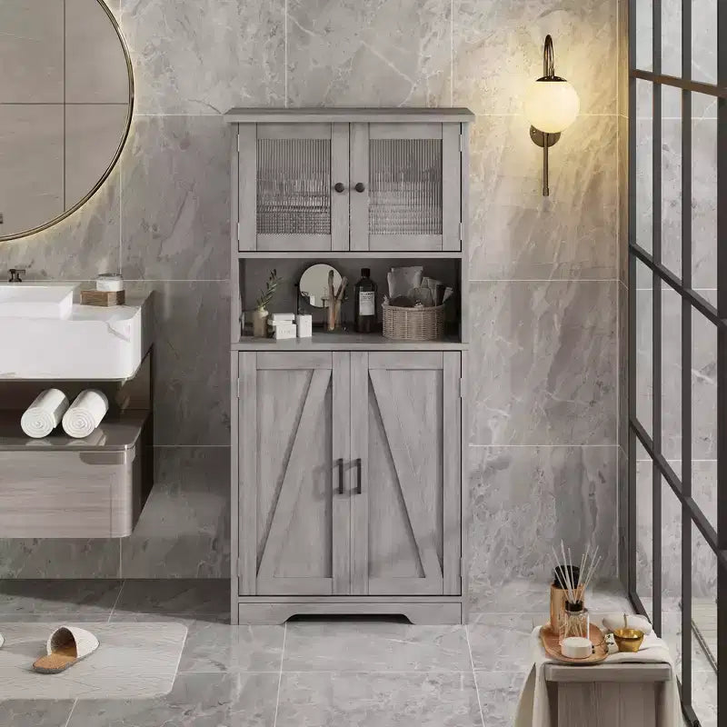Meuble de rangement de cuisine avec portes et étagères, 50,4 armoires de garde-manger autoportantes, placard en bois, grande armoire de sol pour salle de bain, cuisine