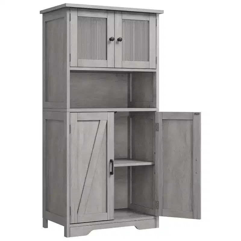 Meuble de rangement de cuisine avec portes et étagères, 50,4 armoires de garde-manger autoportantes, placard en bois, grande armoire de sol pour salle de bain, cuisine