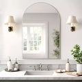 Aluminum Alloy Thin Edge Right Angle Arch-shaped Silver Wall Mirror 91*61*4cm
