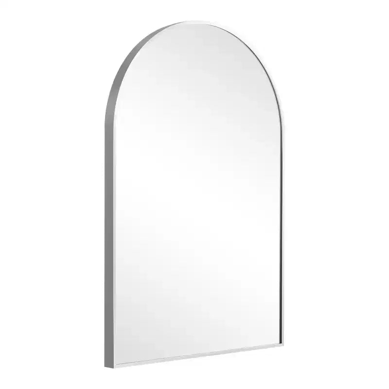 Miroir mural argenté en forme d'arche 36"x24", miroir de salle de bain sans cadre à bord fin en alliage d'aluminium pour la décoration de chambre et de salon
