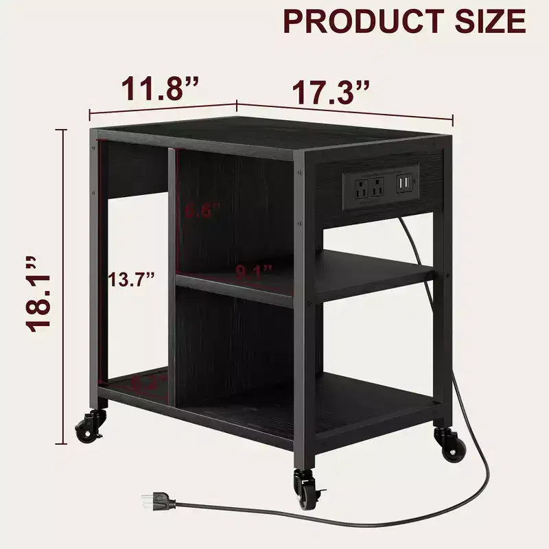 Support d'imprimante sous bureau, support d'imprimante mobile à 4 niveaux avec roulettes pour bureau à domicile, table d'imprimante de bureau avec étagère de rangement