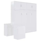 Lit escamotable queen size au design moderne, se replie dans un meuble avec bureau et étagères de rangement