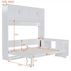 Lit escamotable queen size au design moderne, se replie dans un meuble avec bureau et étagères de rangement
