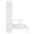 Lit escamotable queen size au design moderne, se replie dans un meuble avec bureau et étagères de rangement