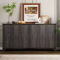 Whizmax Fluted Buffet Sideboard Cabinet with 4 Doors and Storage, Storage Cabinet with Adjustable Shelves, Coffee Bar Cabinet for Kitchen, Living Room