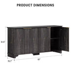 Buffet Enfilade Cannelee avec 4 Portes et Rangement, Meuble de Rangement avec Étagères Réglables, Meuble Bar à Café pour Cuisine, Salon