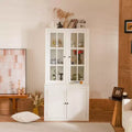 36W Display Cabinet Storage Cabinet Hutch Cabinet Accent Cabinet with 2 Glass Doors & 2 Adjustable Shelves, White-ModernLuxe