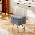 Tabouret de Coiffeuse avec Rangement, Pouf en Fausse Fourrure Doux Rembourré, Repose-Pieds de Maquillage avec 4 Pieds Métalliques, Pieds Réglables Antidérapants, Moderne