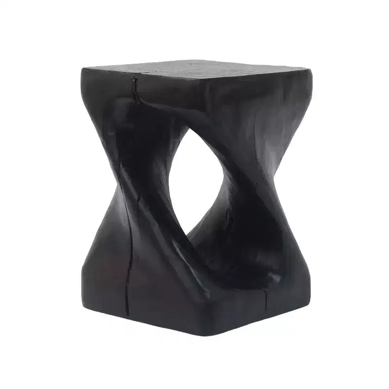Table d'appoint à torsion abstraite moderne avec texture aspect bois