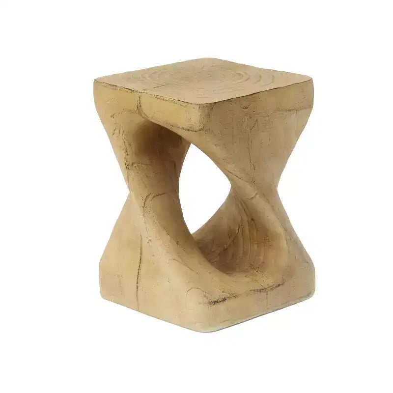 Table d'appoint à torsion abstraite moderne avec texture aspect bois