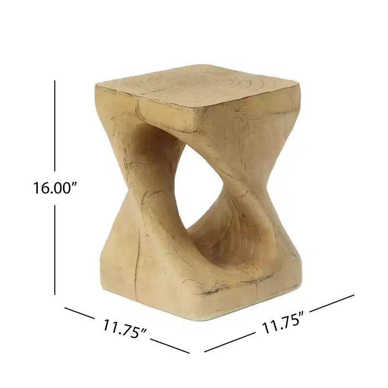 Table d'appoint à torsion abstraite moderne avec texture aspect bois