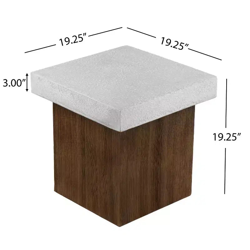 Table d'appoint carrée sophistiquée avec plateau blanc antique et cadre en bois naturel blanc antique