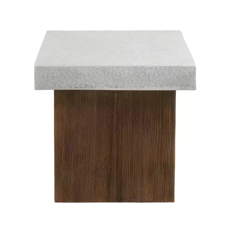 Table d'appoint carrée sophistiquée avec plateau blanc antique et cadre en bois naturel blanc antique