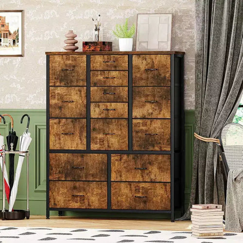 Commode à 15 tiroirs, commode de rangement en tissu, armoire de rangement peu encombrante pour chambre, couloir, salon