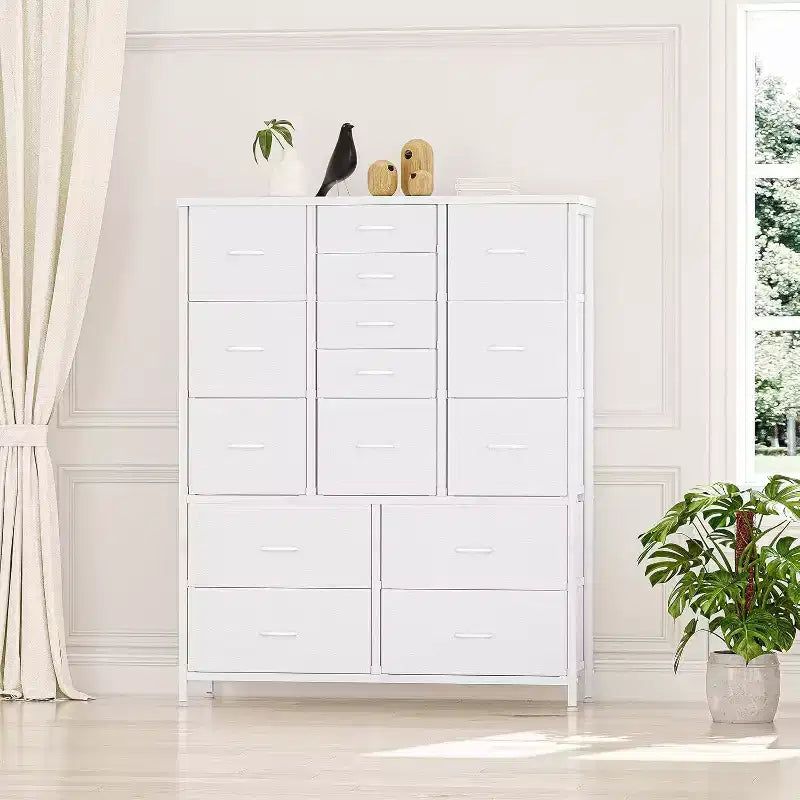 Commode à 15 tiroirs, commode de rangement en tissu, armoire de rangement peu encombrante pour chambre, couloir, salon