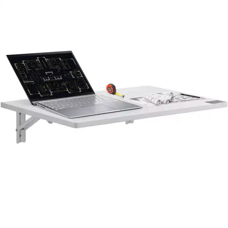VEVOR Wall Mounted Folding Table, 23.62 x 15.75 Wall Mount Drop Leaf Table, Floating Desk with Iron Bracket, Fold Down Desk