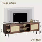 Meuble TV Mid-Century de 160 cm pour téléviseurs jusqu'à 75", Meuble console de divertissement avec placards de rangement et étagères ouvertes pour salon