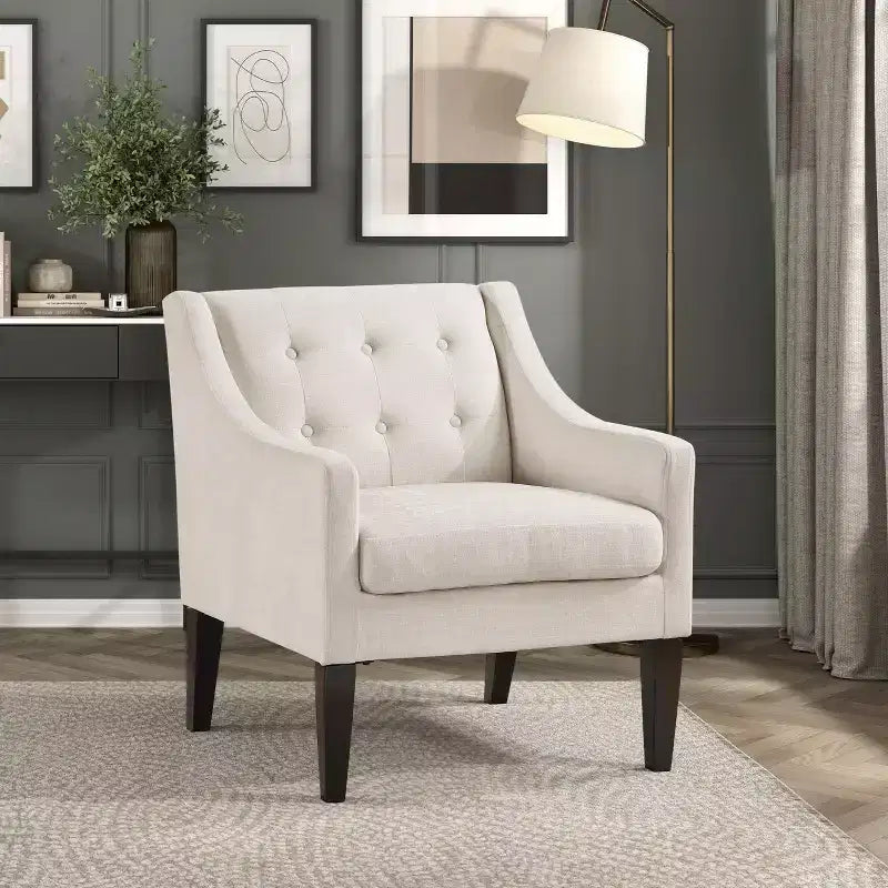 Okak Accent Chair Contemporary Living Room Chair with Upholstered Button-Tufted Fabric Cushion Comfy Armchair for Reading Room Bedroom