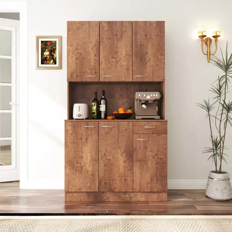 Armoire haute de rangement à 6 portes de 180 cm, Buffet de cuisine