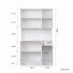 Armoire haute de rangement à 6 portes de 180 cm, Buffet de cuisine