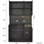 Armoire haute de rangement à 6 portes de 180 cm, Buffet de cuisine