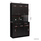 Armoire haute de rangement à 6 portes de 180 cm, Buffet de cuisine