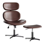 Chaise de bureau pivotante avec pouf, chaise de bureau inclinable avec dossier haut et appui-tête réglables, chaise de jeu ergonomique en PU