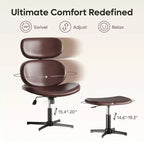 Chaise de bureau pivotante avec pouf, chaise de bureau inclinable avec dossier haut et appui-tête réglables, chaise de jeu ergonomique en PU