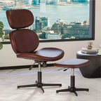 Chaise de bureau pivotante avec pouf, chaise de bureau inclinable avec dossier haut et appui-tête réglables, chaise de jeu ergonomique en PU