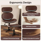 Chaise de bureau pivotante avec pouf, chaise de bureau inclinable avec dossier haut et appui-tête réglables, chaise de jeu ergonomique en PU