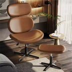 Chaise de bureau pivotante avec pouf, chaise de bureau inclinable avec dossier haut et appui-tête réglables, chaise de jeu ergonomique en PU