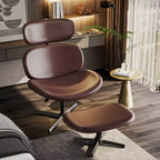 Chaise de bureau pivotante avec pouf, chaise de bureau inclinable avec dossier haut et appui-tête réglables, chaise de jeu ergonomique en PU