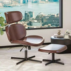 Chaise de bureau pivotante avec pouf, chaise de bureau inclinable avec dossier haut et appui-tête réglables, chaise de jeu ergonomique en PU