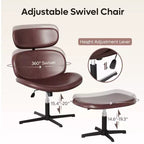 Chaise de bureau pivotante avec pouf, chaise de bureau inclinable avec dossier haut et appui-tête réglables, chaise de jeu ergonomique en PU
