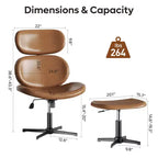 Chaise de bureau pivotante avec pouf, chaise de bureau inclinable avec dossier haut et appui-tête réglables, chaise de jeu ergonomique en PU
