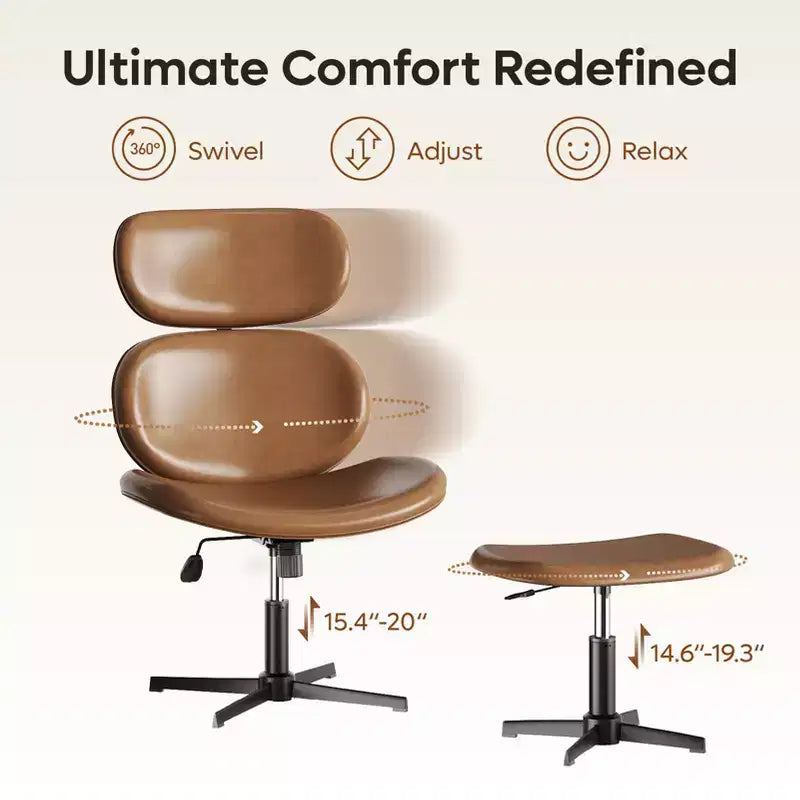 Chaise de bureau pivotante avec pouf, chaise de bureau inclinable avec dossier haut et appui-tête réglables, chaise de jeu ergonomique en PU