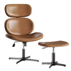 Chaise de bureau pivotante avec pouf, chaise de bureau inclinable avec dossier haut et appui-tête réglables, chaise de jeu ergonomique en PU