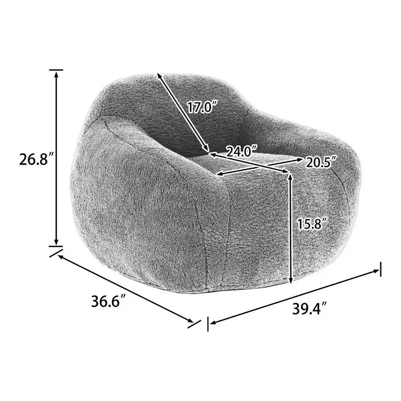Fauteuil poire Easy Clean avec dossier et accoudoirs épais, Fauteuil poire de salon avec tissu résistant à l'eau, Canapé de sol pour salon et chambre