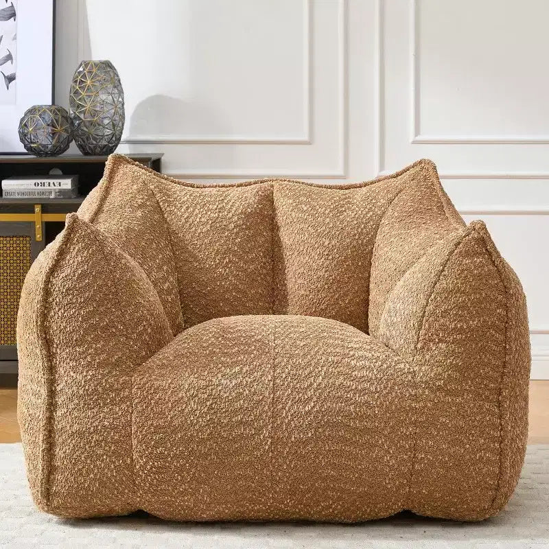 Fauteuil poire surdimensionné de 120 cm, pouf carré lounge en mousse haute résilience avec poignée et accoudoirs, canapé de sol en chenille pour salon