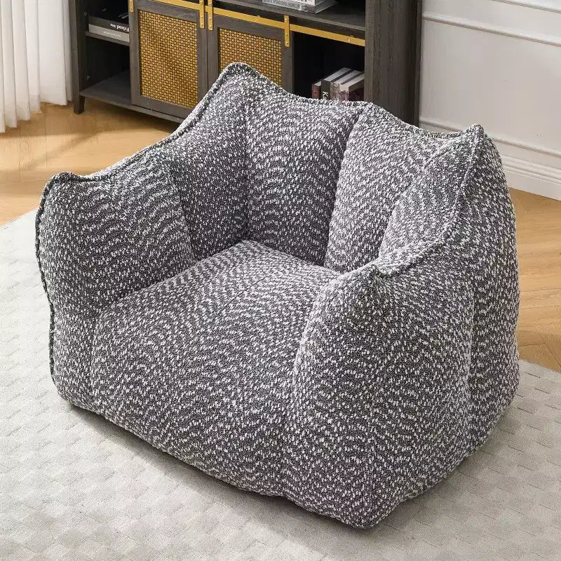 Fauteuil poire surdimensionné de 120 cm, pouf carré lounge en mousse haute résilience avec poignée et accoudoirs, canapé de sol en chenille pour salon