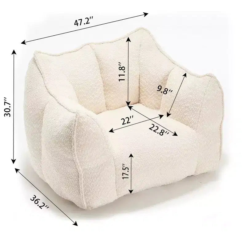 Fauteuil poire surdimensionné de 120 cm, pouf carré lounge en mousse haute résilience avec poignée et accoudoirs, canapé de sol en chenille pour salon