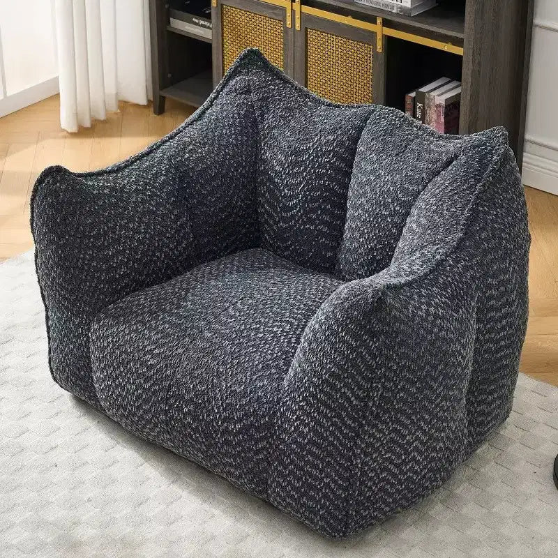 Fauteuil poire surdimensionné de 120 cm, pouf carré lounge en mousse haute résilience avec poignée et accoudoirs, canapé de sol en chenille pour salon