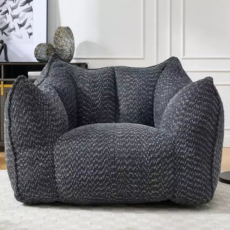 Fauteuil poire surdimensionné de 120 cm, pouf carré lounge en mousse haute résilience avec poignée et accoudoirs, canapé de sol en chenille pour salon