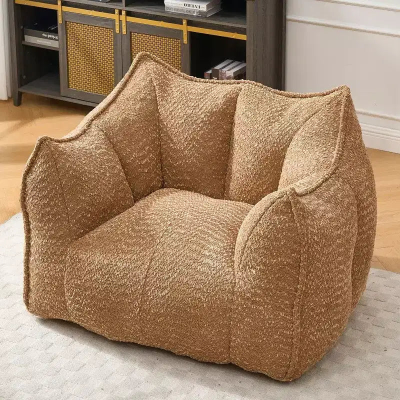Fauteuil poire surdimensionné de 120 cm, pouf carré lounge en mousse haute résilience avec poignée et accoudoirs, canapé de sol en chenille pour salon