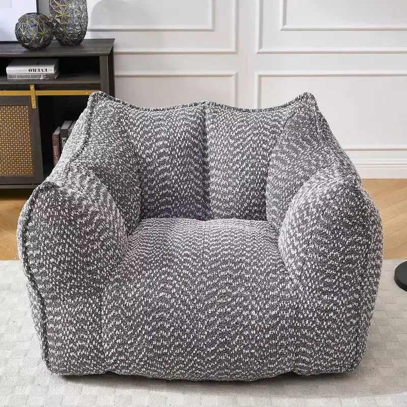 Fauteuil poire surdimensionné de 120 cm, pouf carré lounge en mousse haute résilience avec poignée et accoudoirs, canapé de sol en chenille pour salon