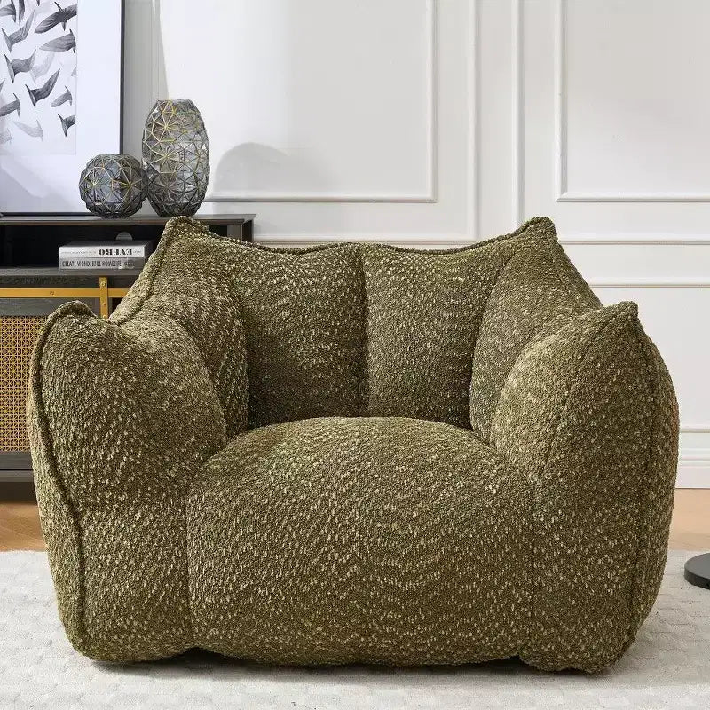 Fauteuil poire surdimensionné de 120 cm, pouf carré lounge en mousse haute résilience avec poignée et accoudoirs, canapé de sol en chenille pour salon