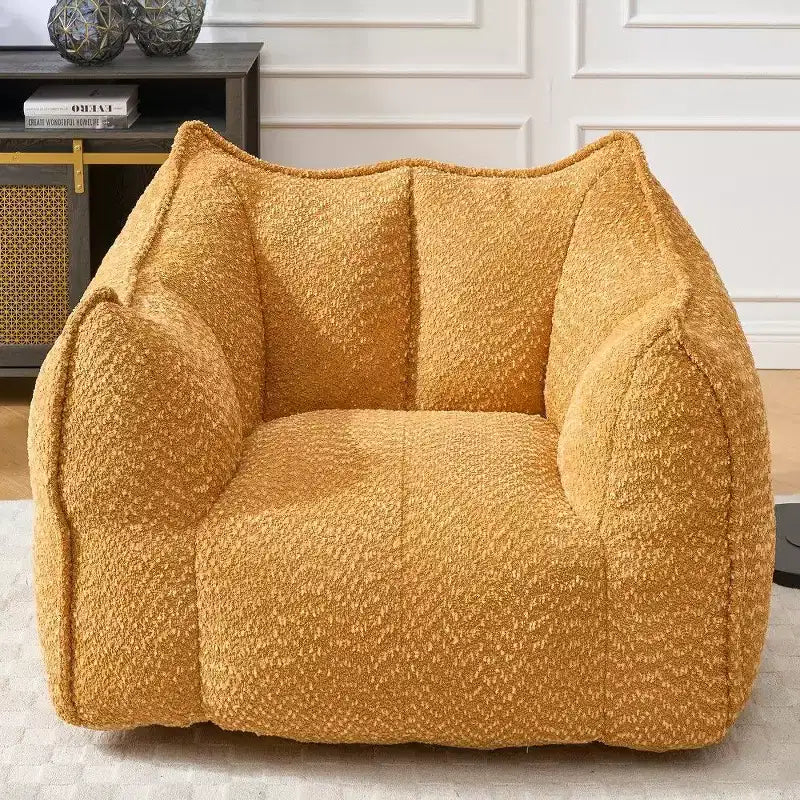 Fauteuil poire surdimensionné de 120 cm, pouf carré lounge en mousse haute résilience avec poignée et accoudoirs, canapé de sol en chenille pour salon