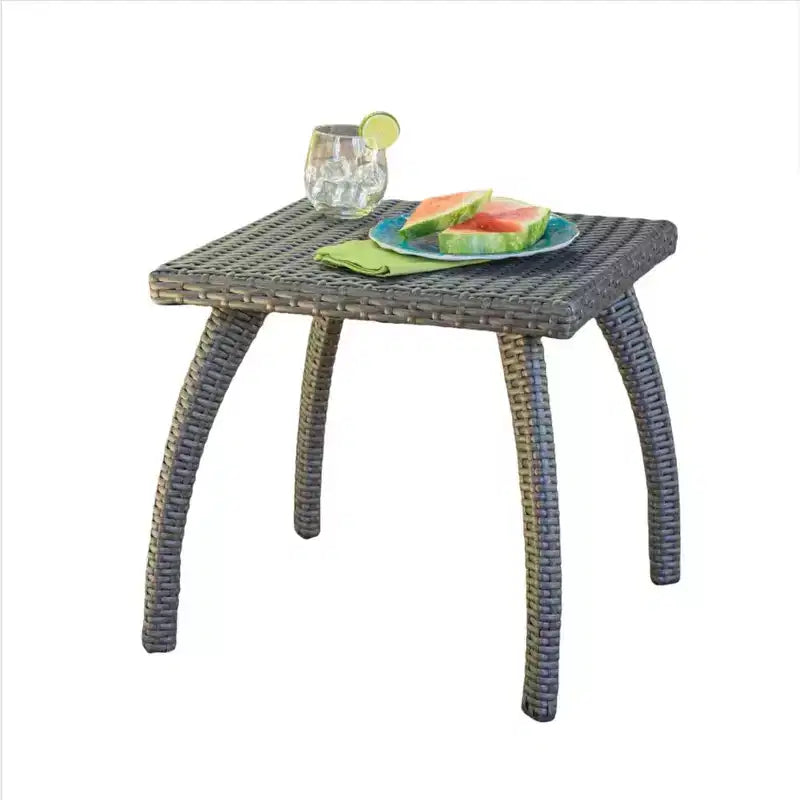 Petite table d'appoint, table basse d'appoint, table de chevet en rotin, table d'appoint carrée de style moderne du milieu du siècle pour salon, chambre, balcon