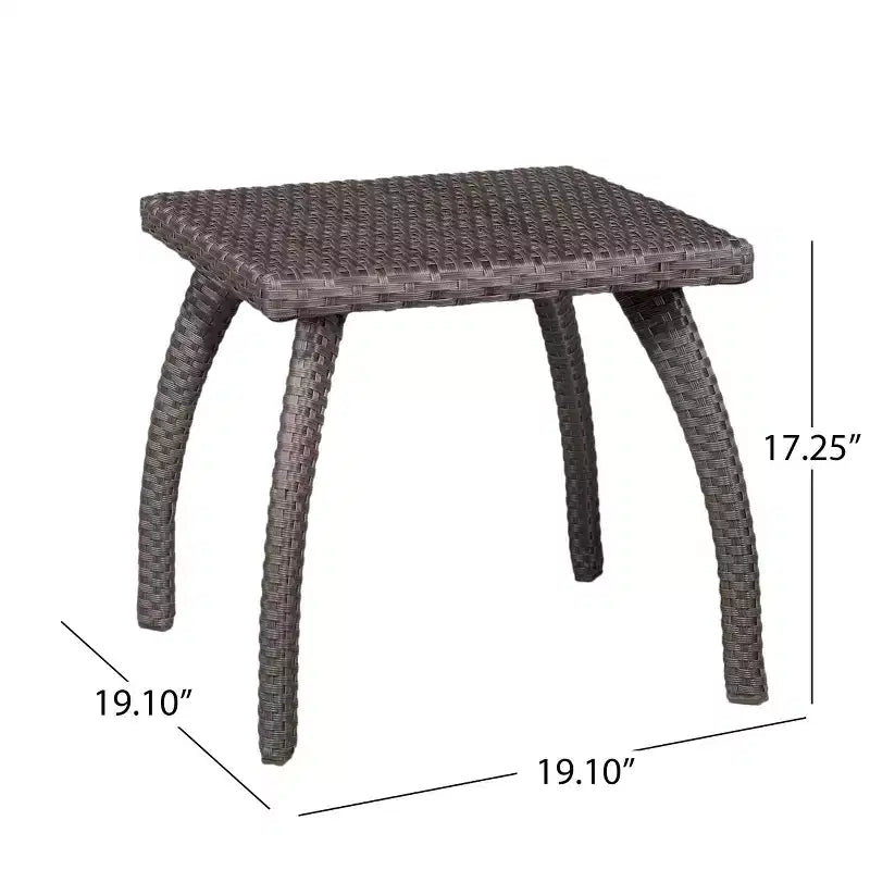 Petite table d'appoint, table basse d'appoint, table de chevet en rotin, table d'appoint carrée de style moderne du milieu du siècle pour salon, chambre, balcon